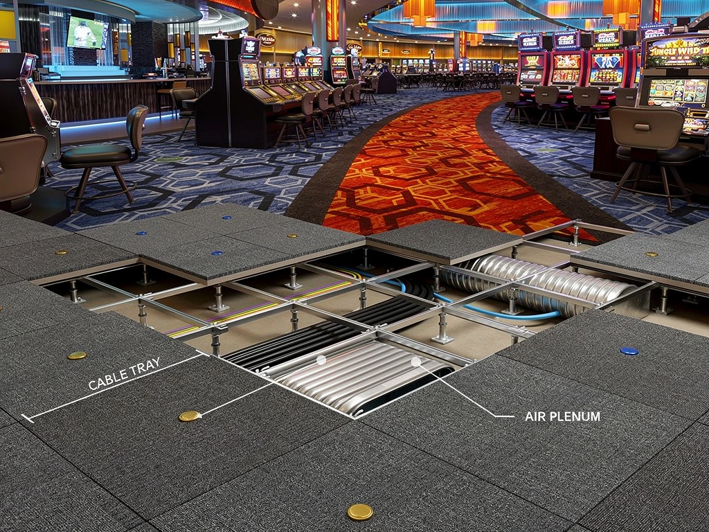 Casino with raised access flooring