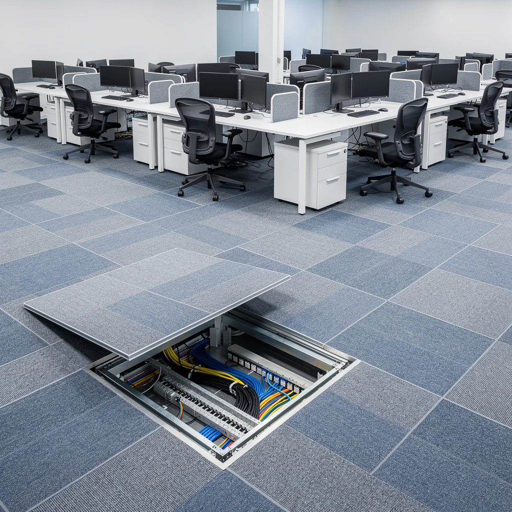Educational facility with raised access flooring